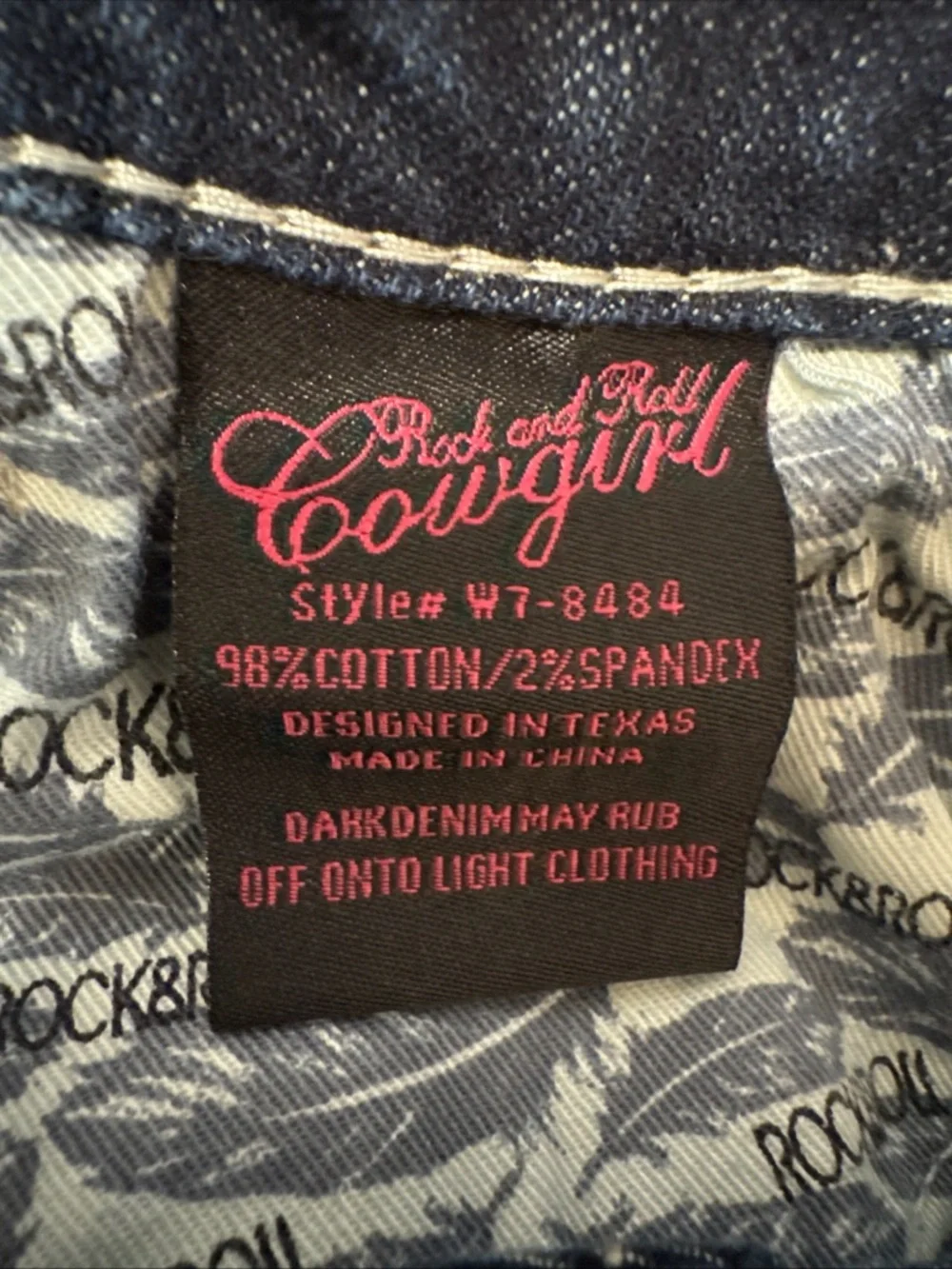 Rock & Roll Cowgirl Riding Jeans Womens Mid Rise Bootcut Dark Stone Wash Sz 28 - Picture 10 of 13